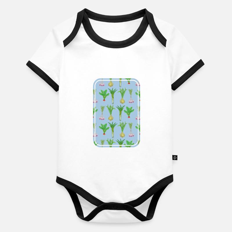 Modèle de potager Body Bébé bio contrasté manches courtes