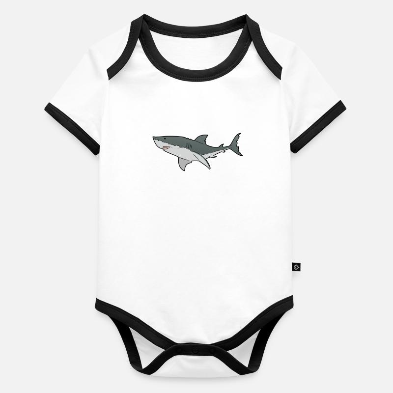 Great White Shark - Ocean - Sea Organic Baby Contrasting Bodysuit