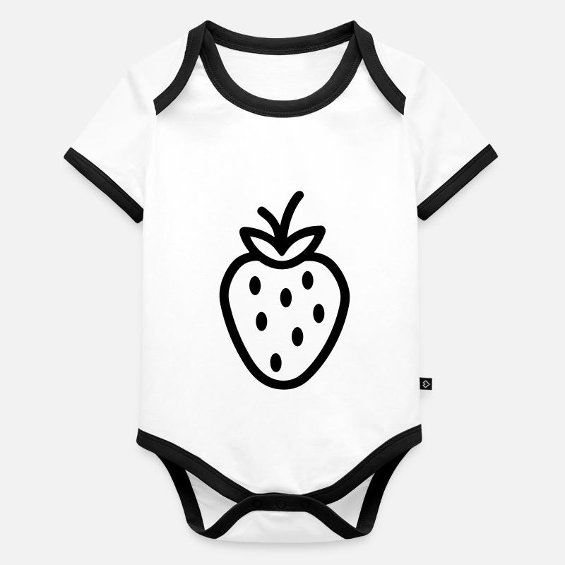 fraise Body Bébé bio contrasté manches courtes
