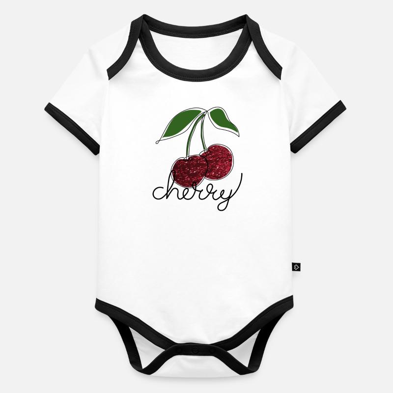 cerise Body Bébé bio contrasté manches courtes