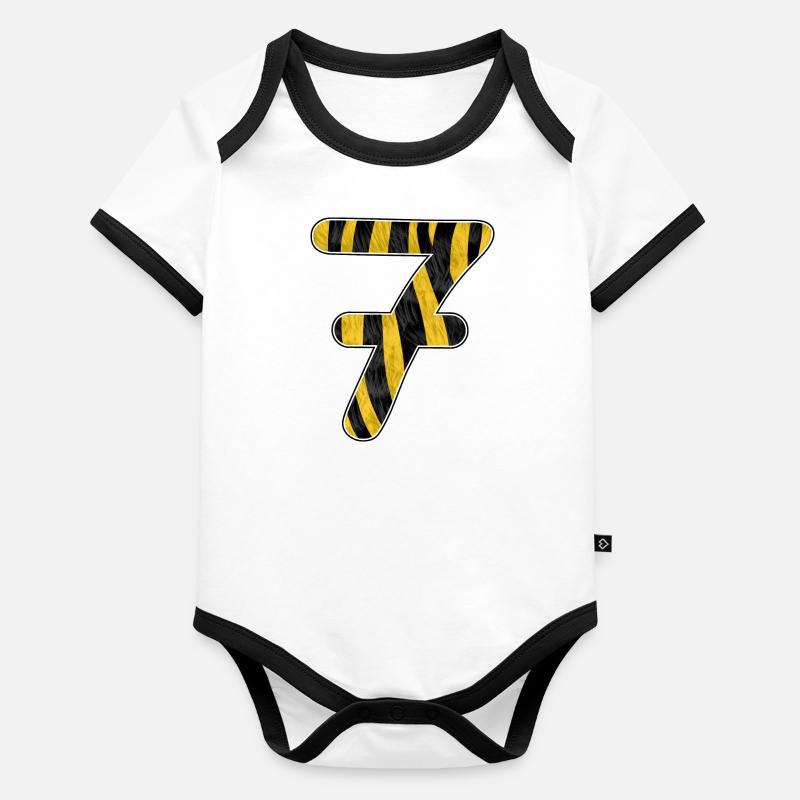 Geburtstag Tiger Sieben Baby Bio-Kurzarm-Kontrastbody