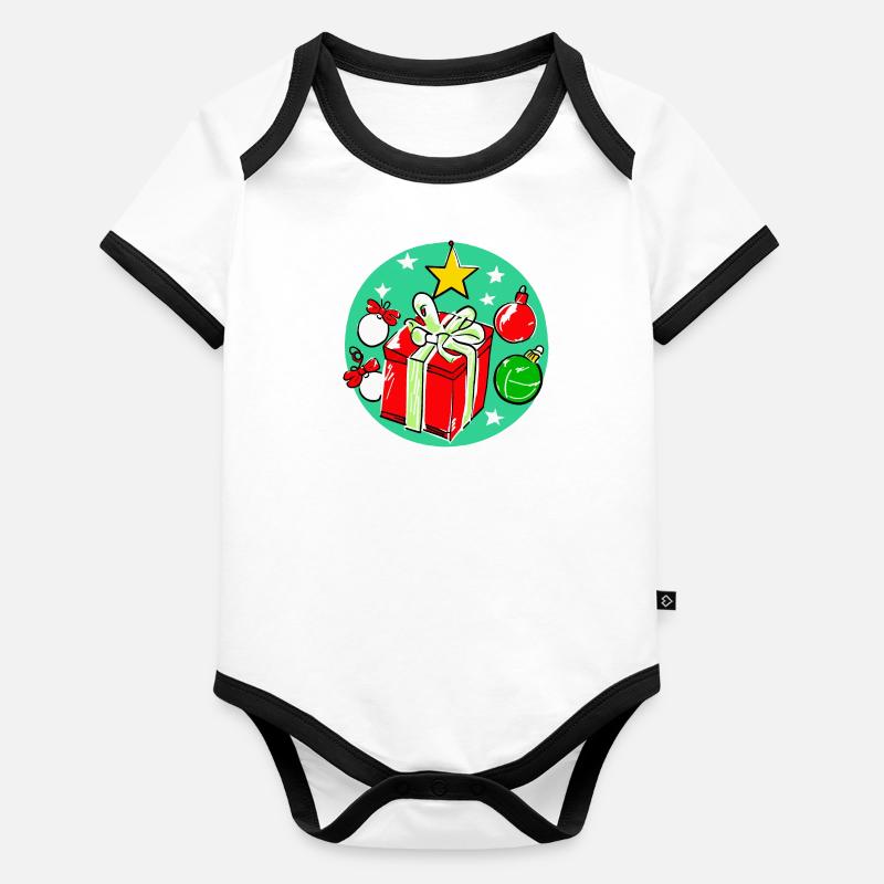 Weihnachtsgeschenkbox & Dekorationen Baby Bio-Kurzarm-Kontrastbody