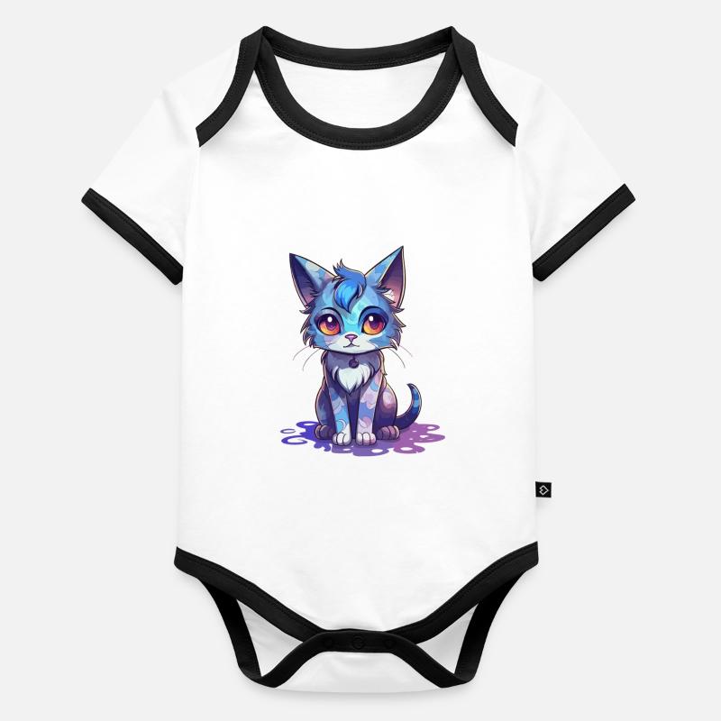 Süßes Katzen Kind Baby Bio-Kurzarm-Kontrastbody