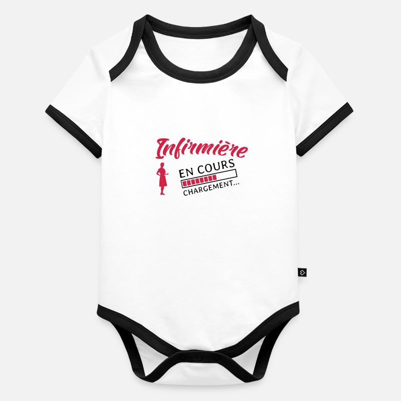 Infirmière en cours Future infirmière Body Bébé bio contrasté manches courtes