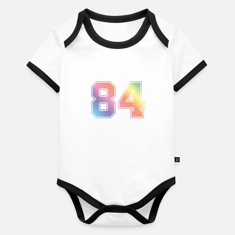 84 Numéro coloré Body Bébé bio contrasté manches courtes