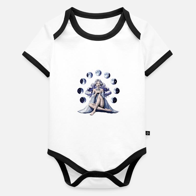 Déesse de la Lune Body Bébé bio contrasté manches courtes