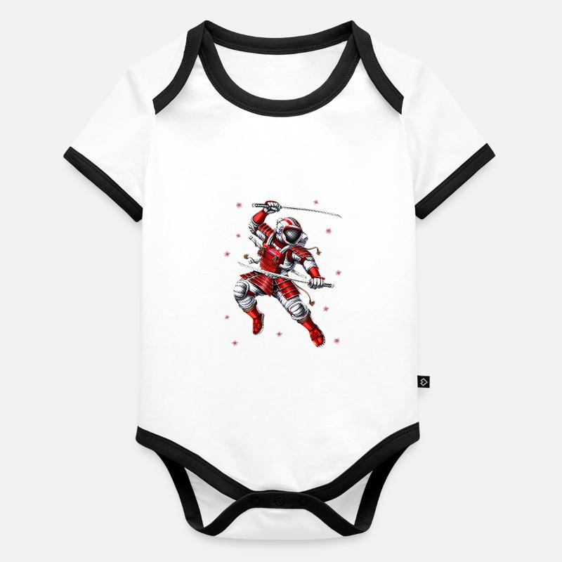 Astronauten-Samurai-Krieger Baby Bio-Kurzarm-Kontrastbody