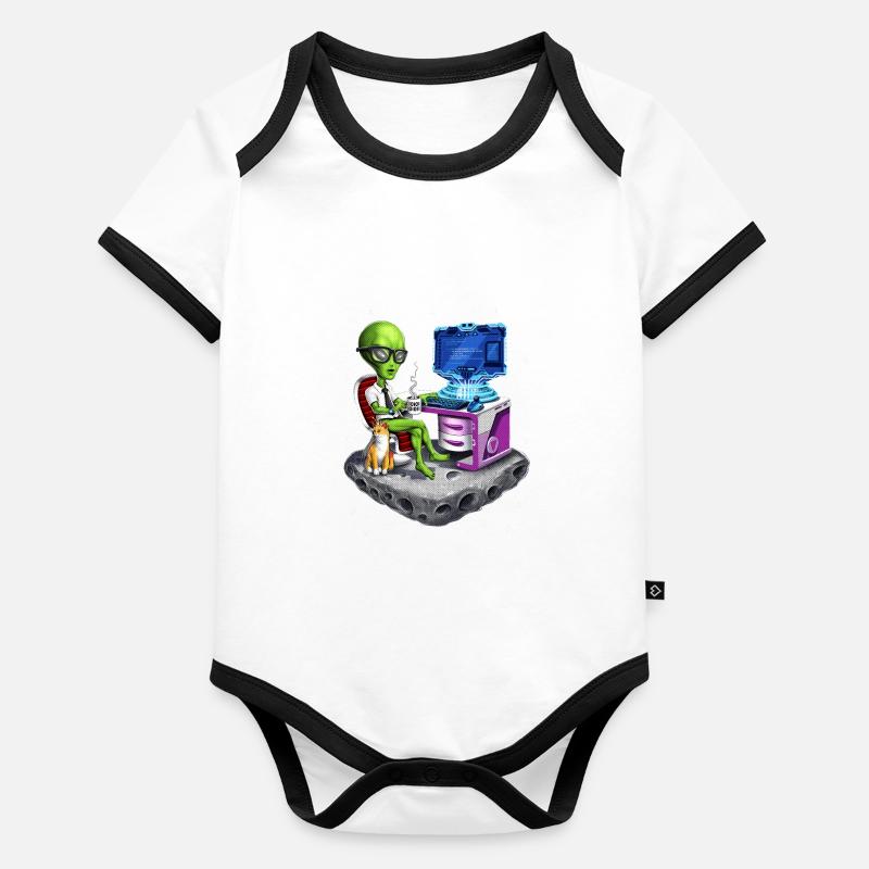 Weltraum-Alien-Programmierer Baby Bio-Kurzarm-Kontrastbody
