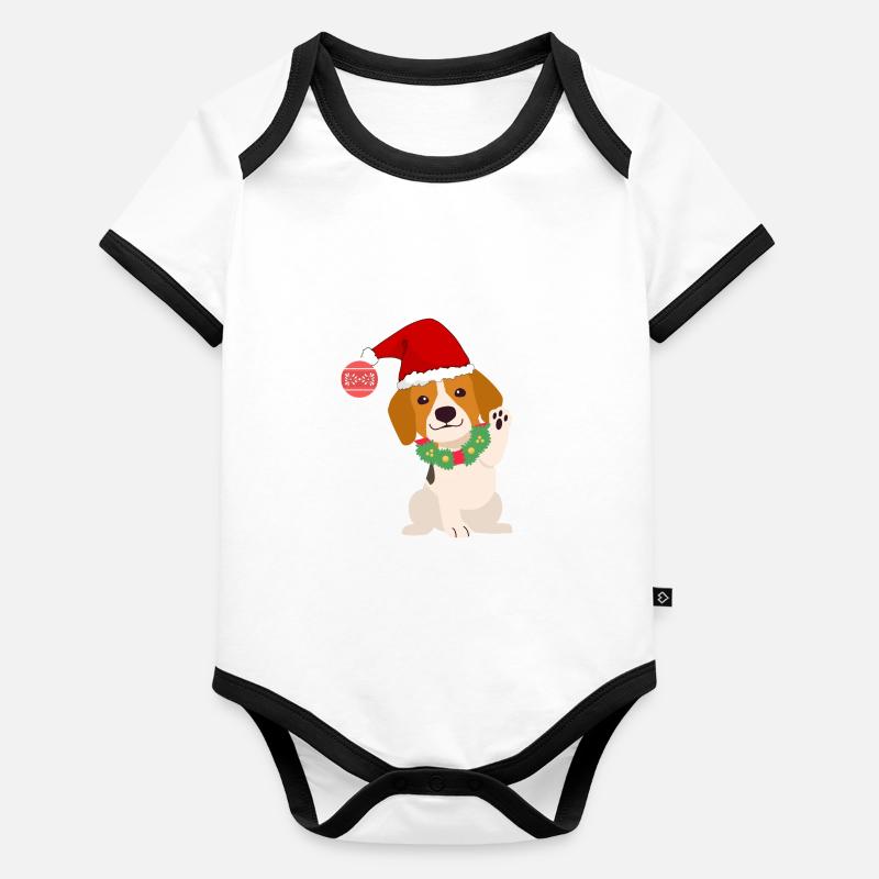 Weihnachten Beagle Baby Bio-Kurzarm-Kontrastbody