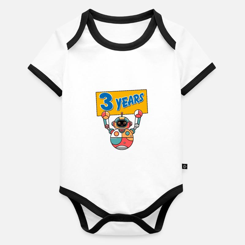 Ich bin drei 3 Jahre dritter Geburtstag Roboter Baby Bio-Kurzarm-Kontrastbody