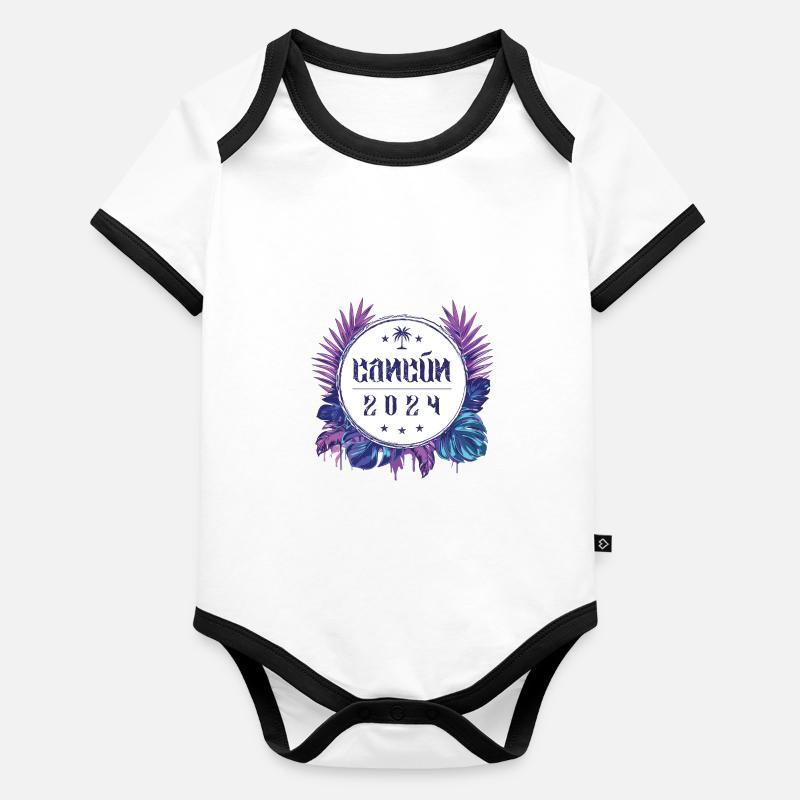 Cancún 2024 Body Bébé bio contrasté manches courtes