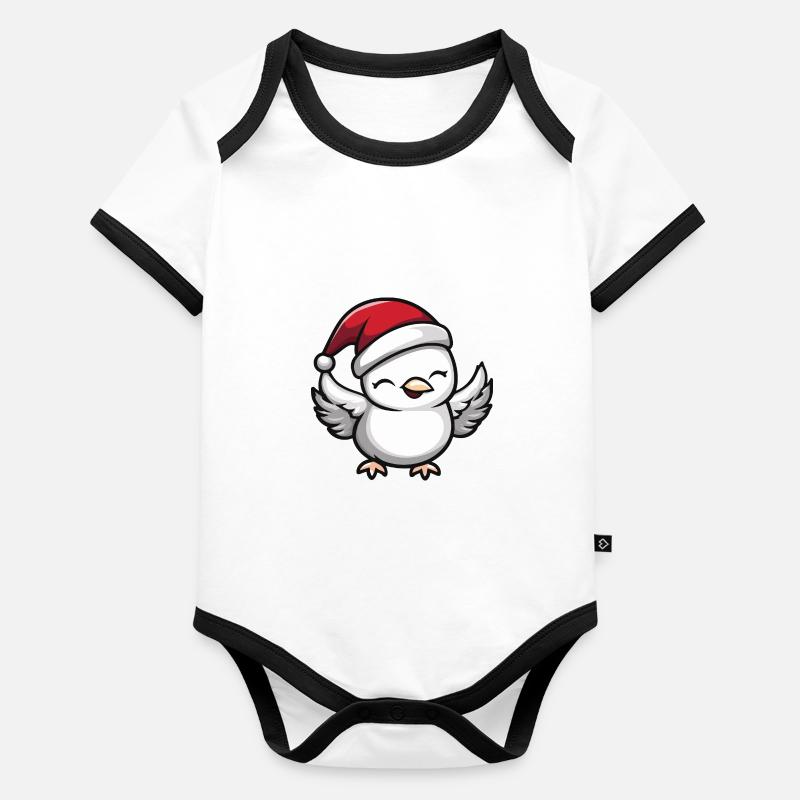 Colombe oiseau Noël mignon Body Bébé bio contrasté manches courtes