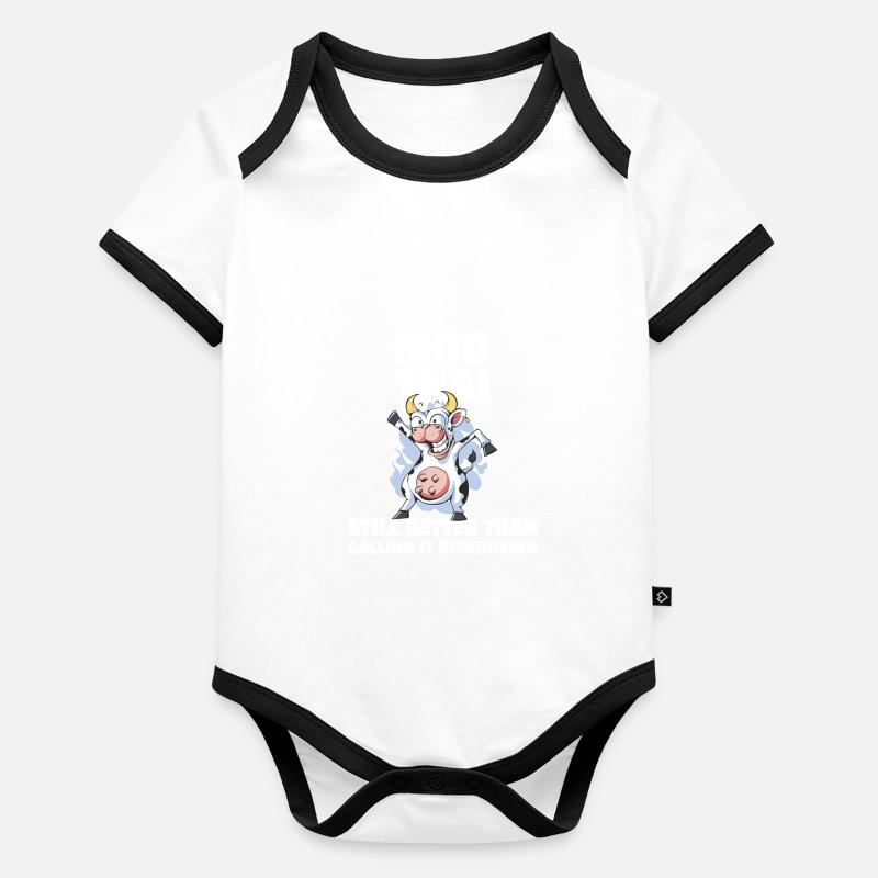 Muay Thai Cow Funny Moo Thai Kickboxing Baby Bio-Kurzarm-Kontrastbody