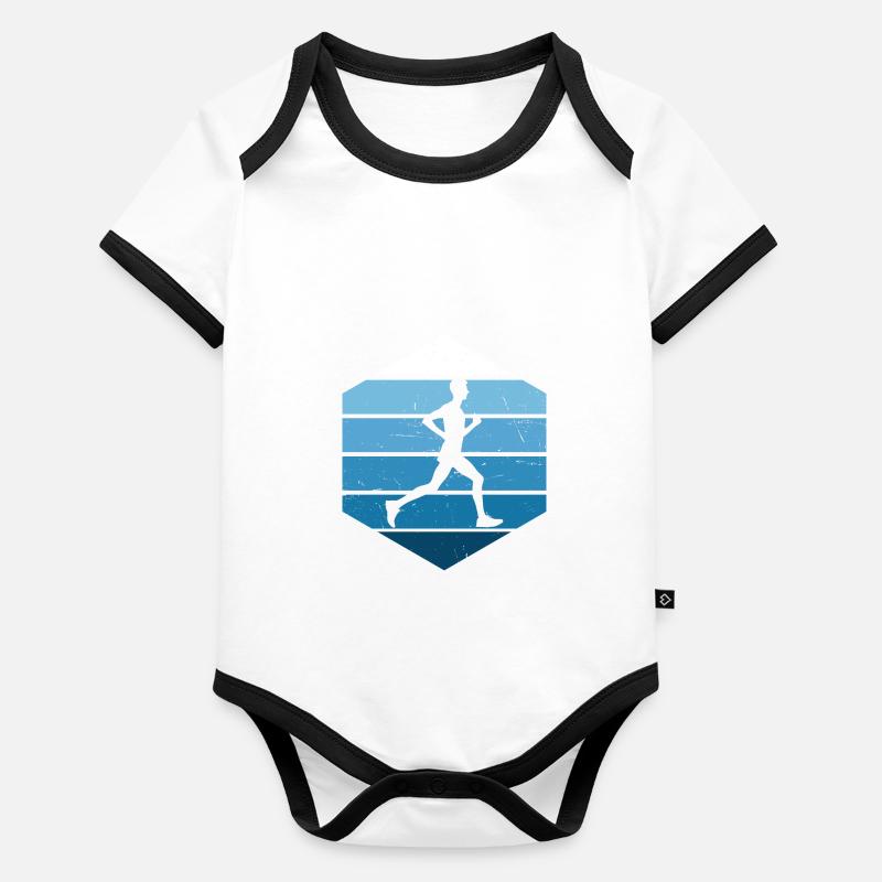 Course Hommes Femmes Course Jogging Jogging Body Bébé bio contrasté manches courtes