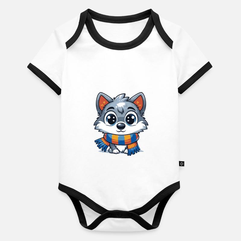 Loup d’hiver Body Bébé bio contrasté manches courtes