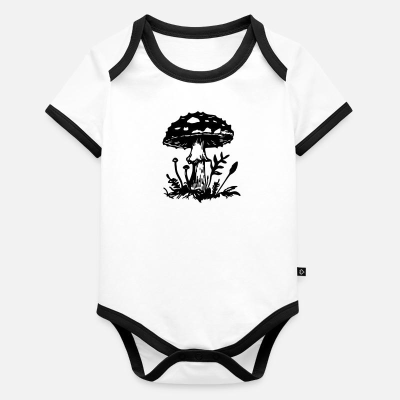 Mushroom Mushroom Picker Organic Baby Contrasting Bodysuit