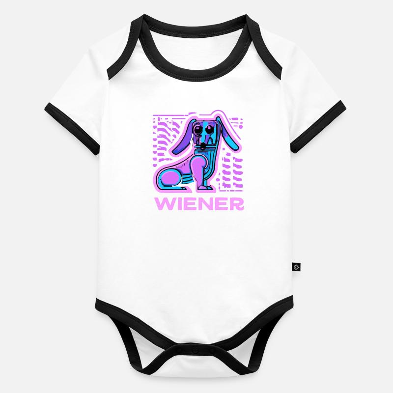 Synthwave Chien Viennois Chiot Body Bébé bio contrasté manches courtes