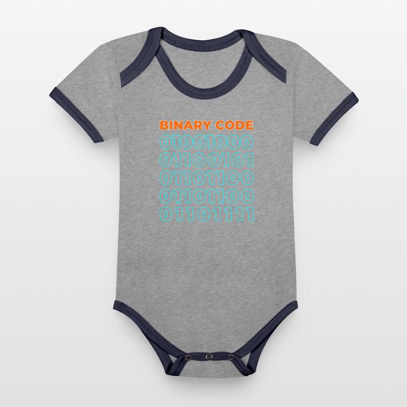 Binary code Organic Baby Contrasting Bodysuit