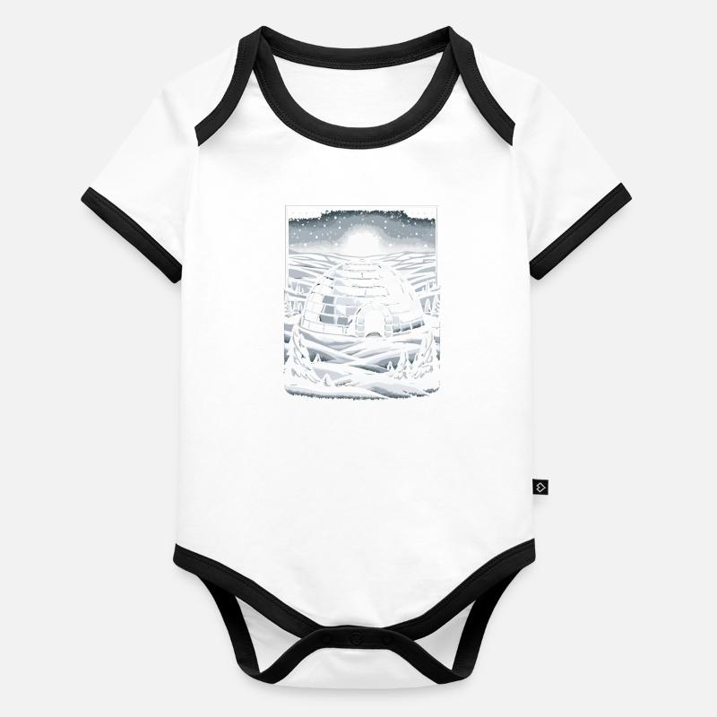 Igloo glace flocon de neige hiver Body Bébé bio contrasté manches courtes