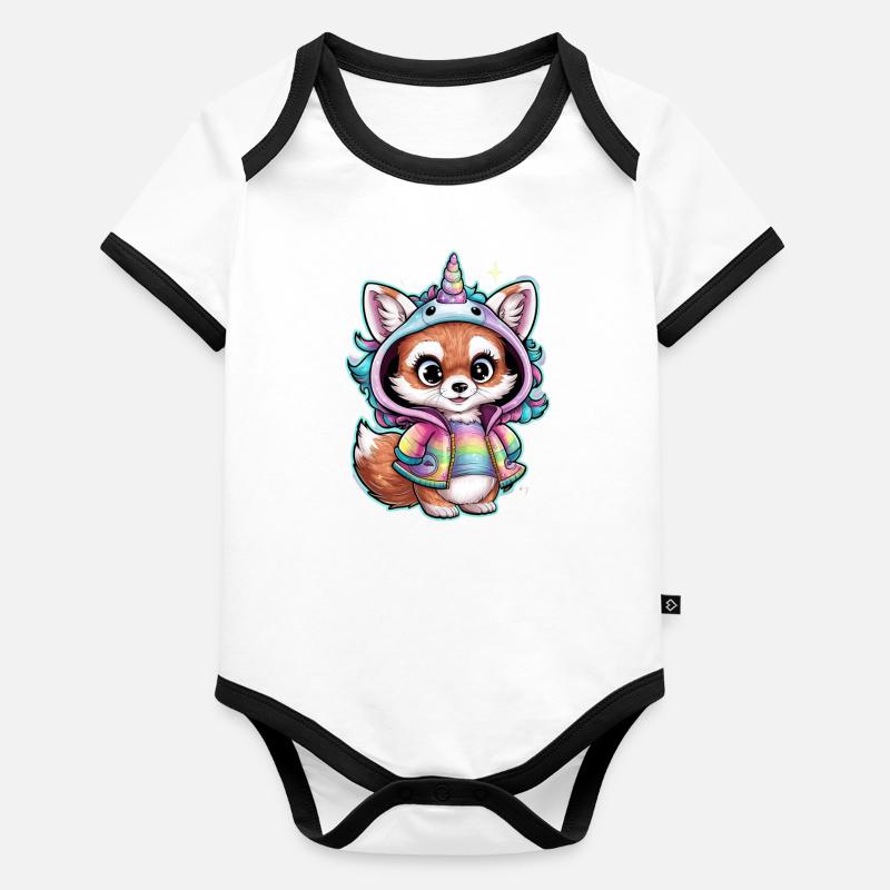 Fennek Desert Fox with Cool Unicorn Outfit Organic Baby Contrasting Bodysuit