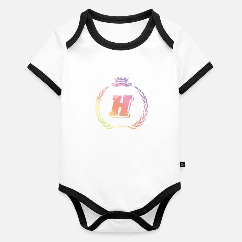 H Buchstabe Kranz Baby Bio-Kurzarm-Kontrastbody