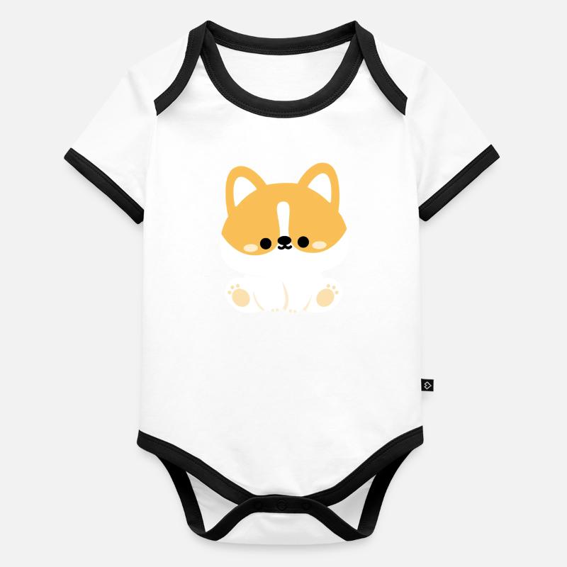 Cute Corgi Dog Organic Baby Contrasting Bodysuit