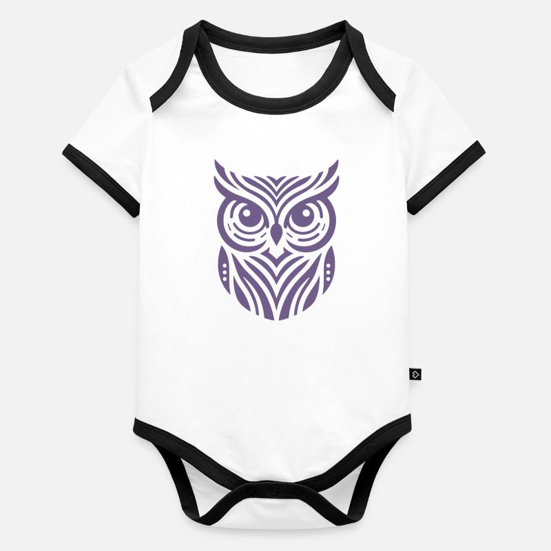 Conception de silhouette de hibou minimaliste Body Bébé bio contrasté manches courtes
