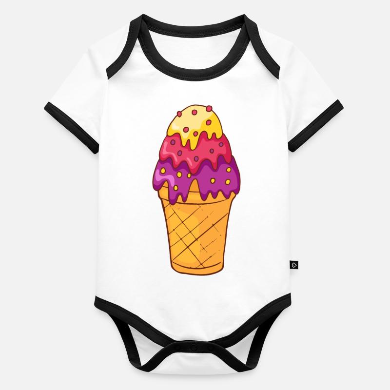 Crème glacée, crème glacée, crème glacée, crème glacée, boule, crème glacée, sundae Body Bébé bio contrasté manches courtes