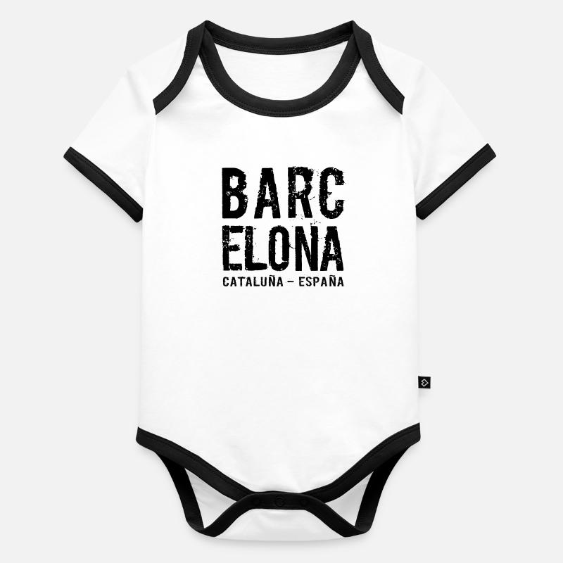 Barcelone, Catalogne, Espagne, Mer Méditerranée Body Bébé bio contrasté manches courtes