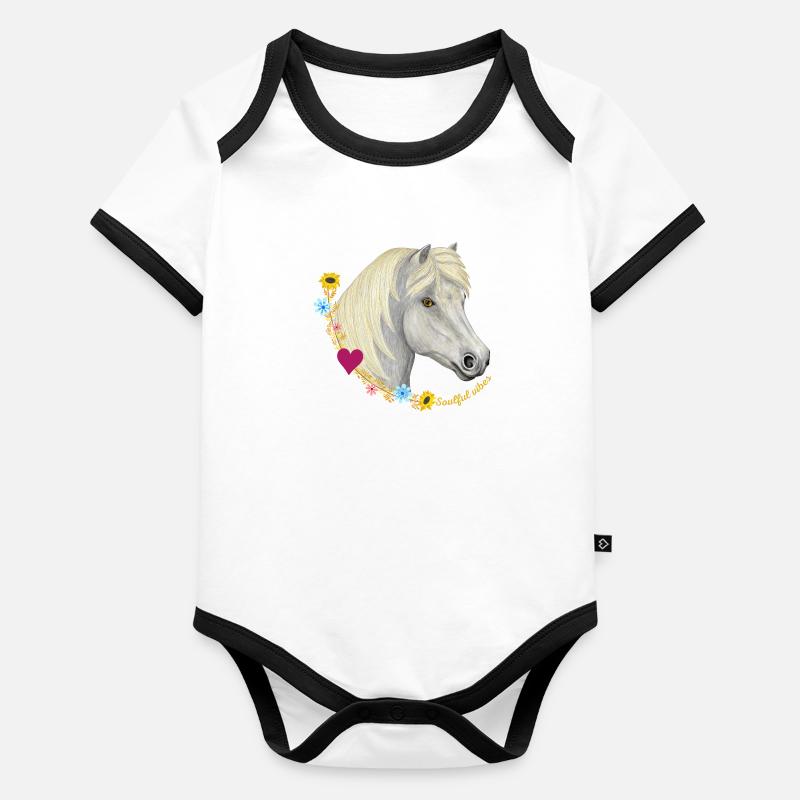 Vibrations soul de poney Body Bébé bio contrasté manches courtes