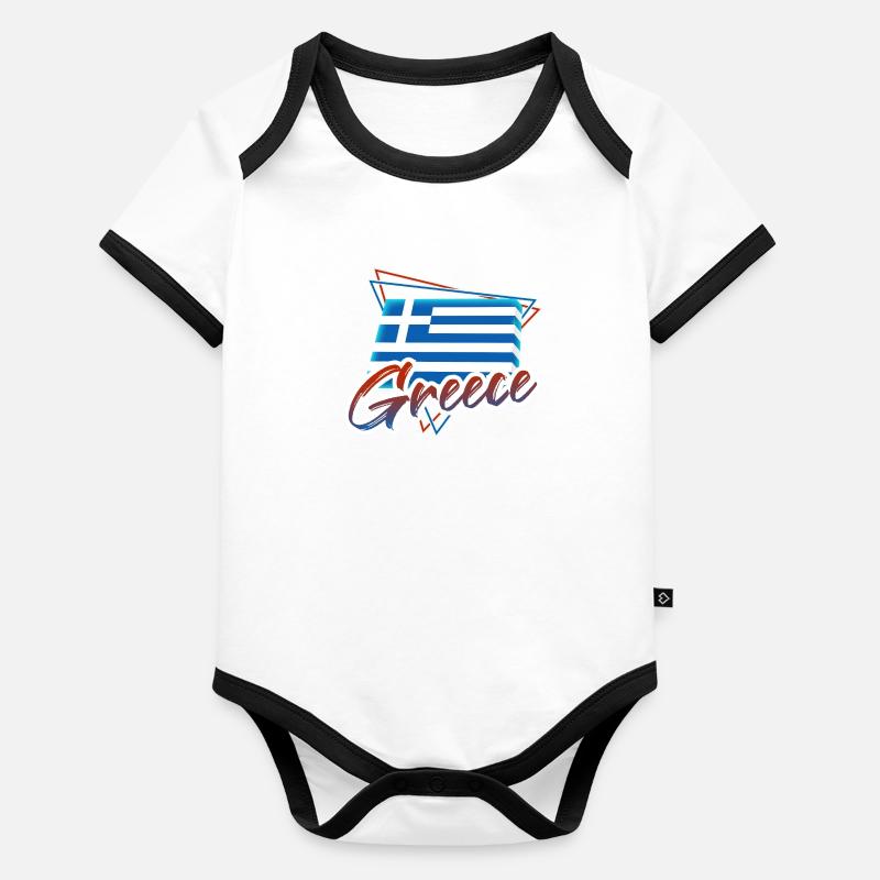 Grèce Body Bébé bio contrasté manches courtes