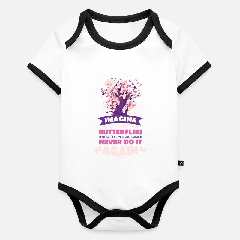Imagine A Life Without Butterflies Baby Bio-Kurzarm-Kontrastbody