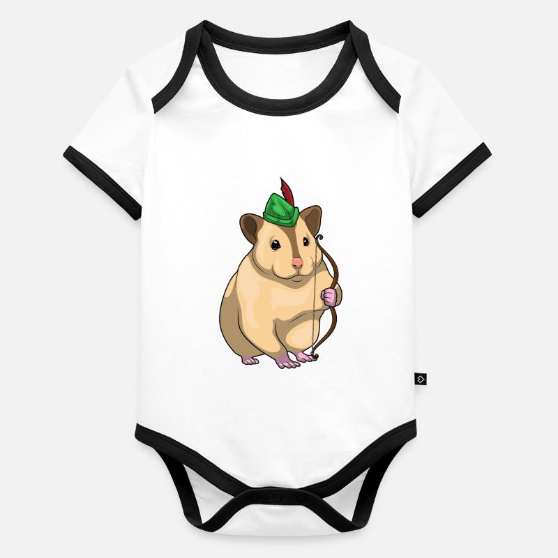 Hamster Archer Bow Organic Baby Contrasting Bodysuit