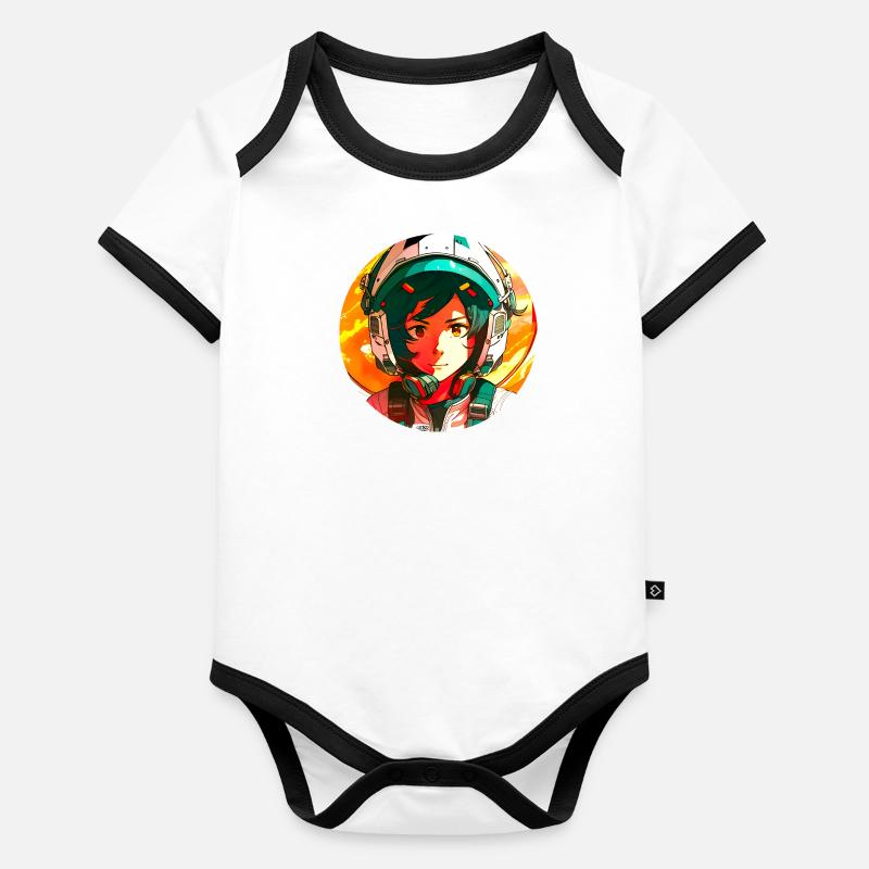 Anime Pilotin Baby Bio-Kurzarm-Kontrastbody