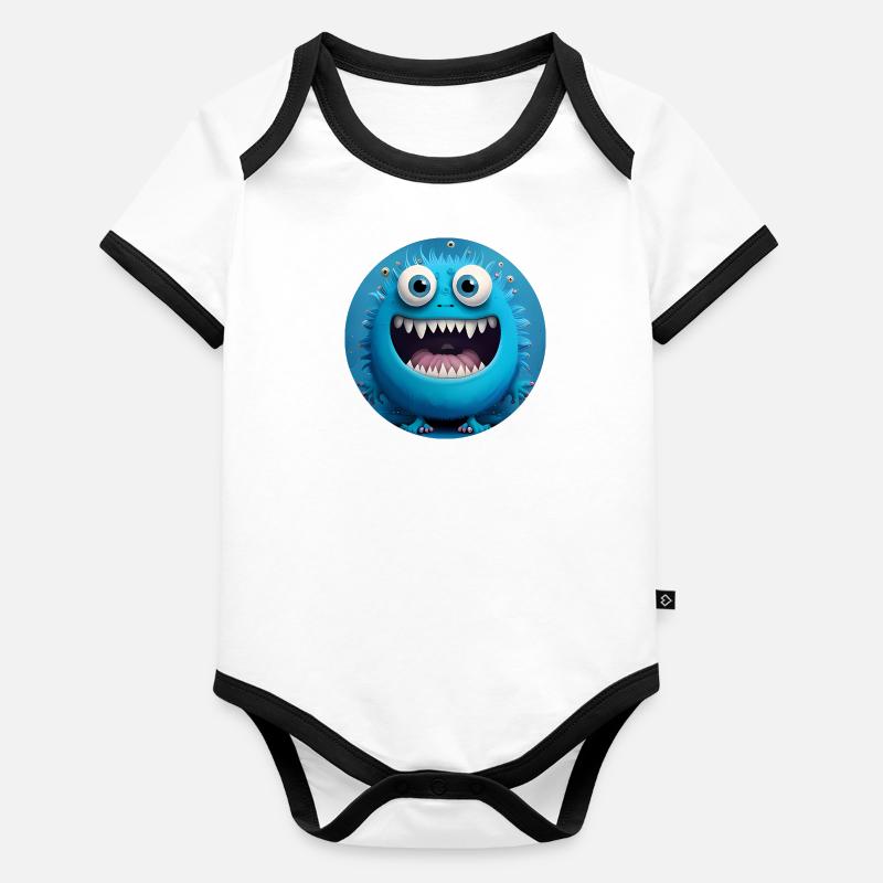Monstre mignon Body Bébé bio contrasté manches courtes