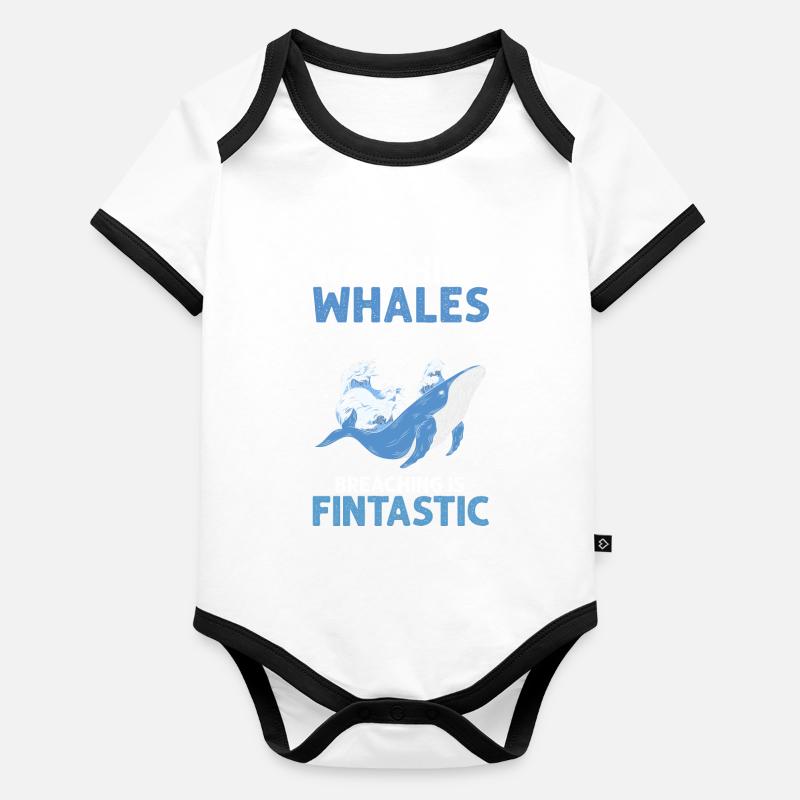 Wal-Design für Wale und Blauwale oder Belugawale Baby Bio-Kurzarm-Kontrastbody