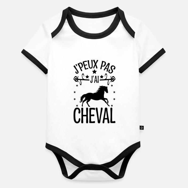 Je Peux Pas J'ai Cheval Body Bébé bio contrasté manches courtes