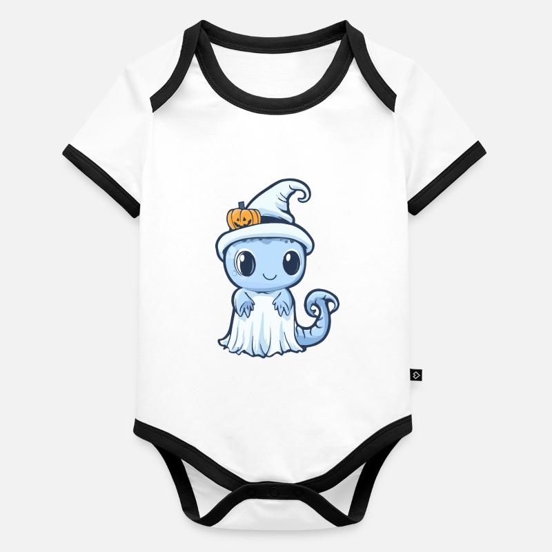 Echse Halloween Comic Geist Baby Bio-Kurzarm-Kontrastbody