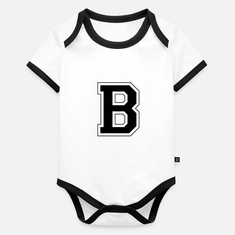 Lettre B Body Bébé bio contrasté manches courtes