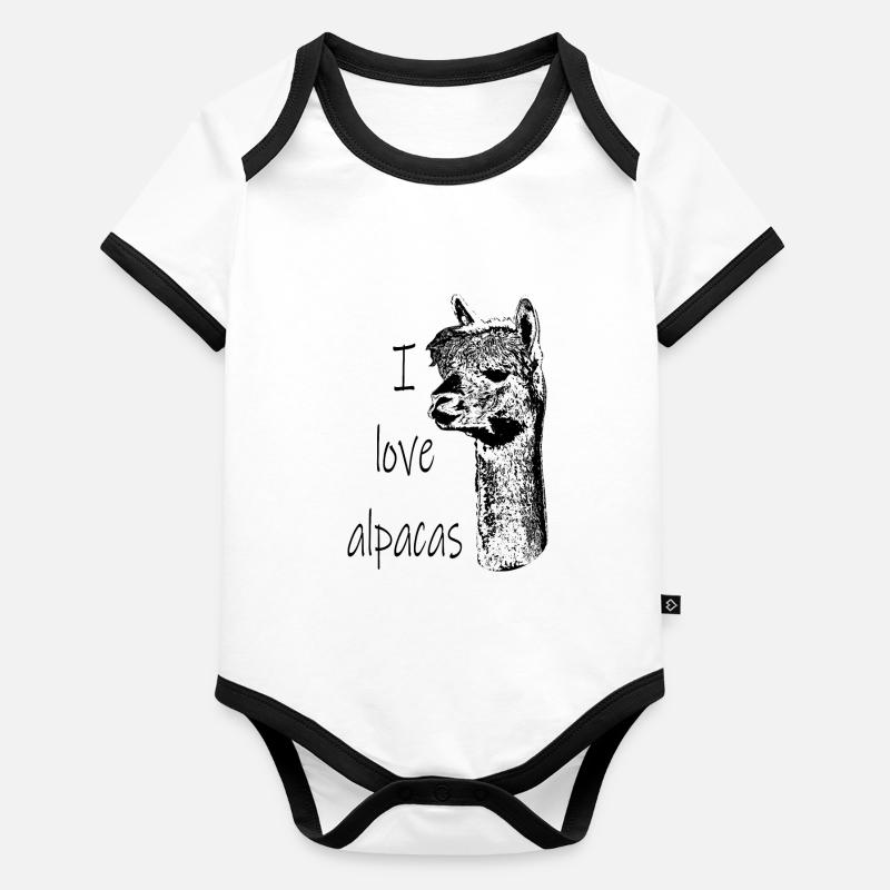 Alpaga doux et mignon Body Bébé bio contrasté manches courtes