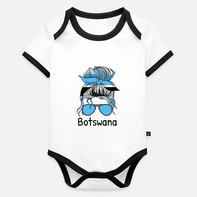 Drapeau du Botswana Drapeau du Botswana Afrique Body Bébé bio contrasté manches courtes