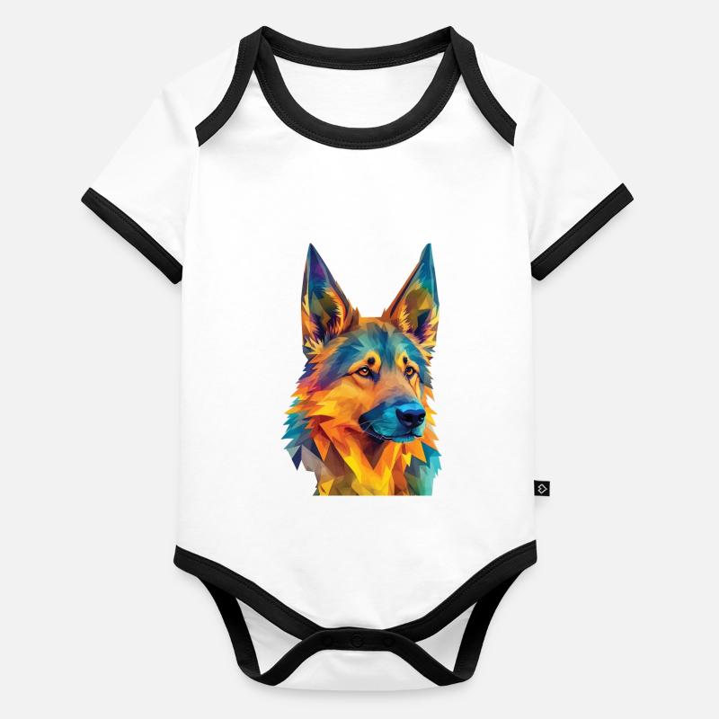 Geometric German Shepherd Dog Art Organic Baby Contrasting Bodysuit