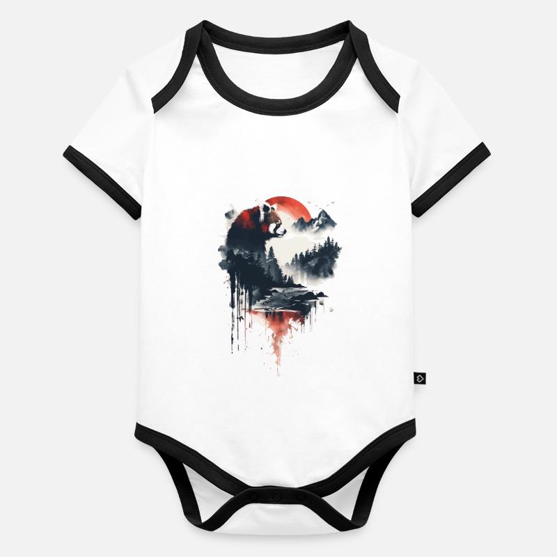 Petit panda Body Bébé bio contrasté manches courtes