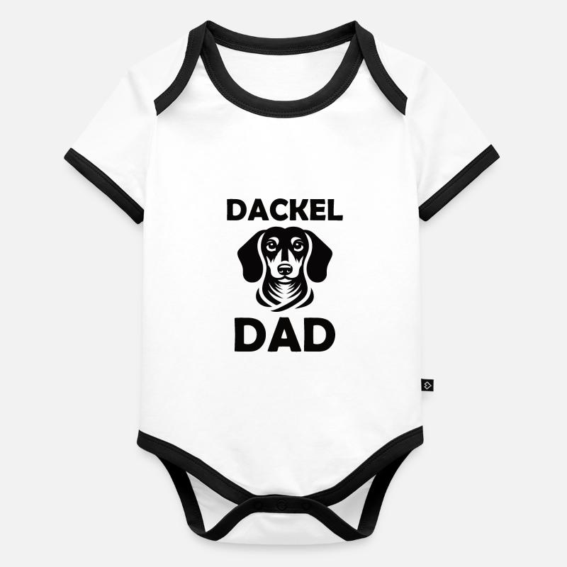 Design de papa teckel pour l’éventail de chiens Body Bébé bio contrasté manches courtes