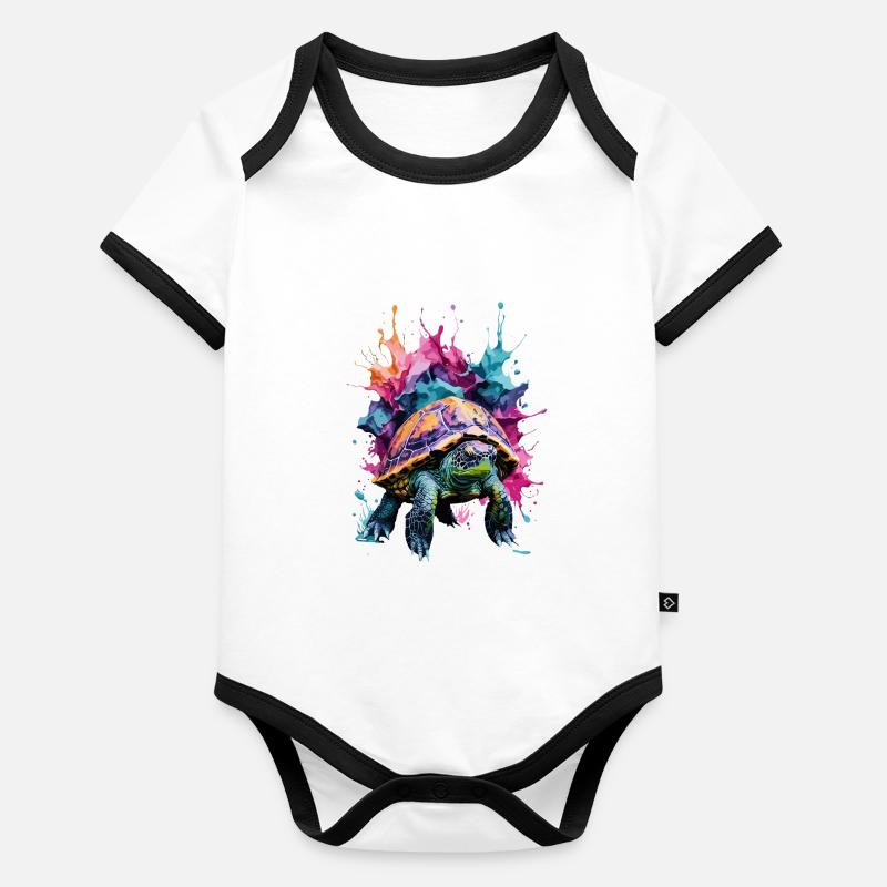 Tortue Cool Cool Dans Un Design Coloré Et Cool Body Bébé bio contrasté manches courtes