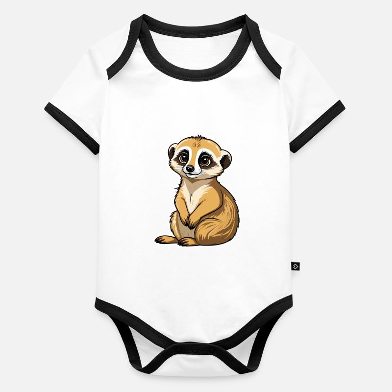 Suricate Illustration Mignonne Body Bébé bio contrasté manches courtes