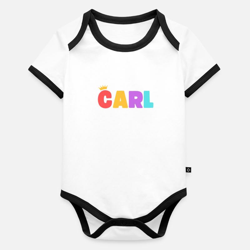 Carl! Personalisierbar Baby Bio-Kurzarm-Kontrastbody