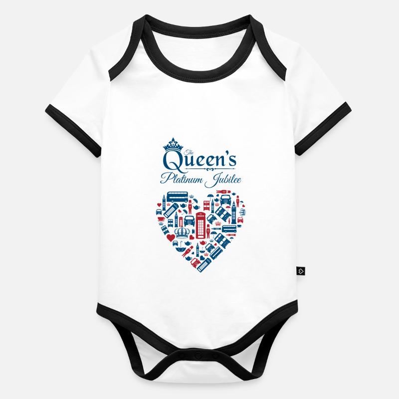 British Queen Monarchy Platinum Jubilee Organic Baby Contrasting Bodysuit