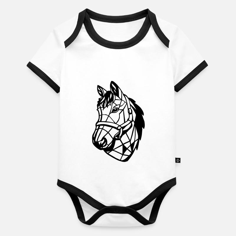 Horse Low Poly Design Organic Baby Contrasting Bodysuit