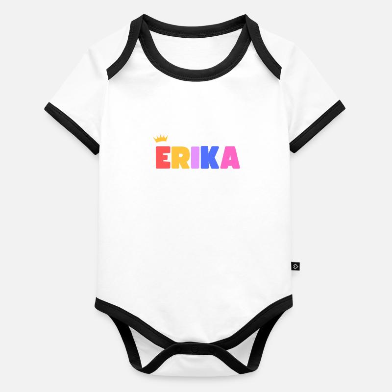 Erika! Personalisierbar Baby Bio-Kurzarm-Kontrastbody